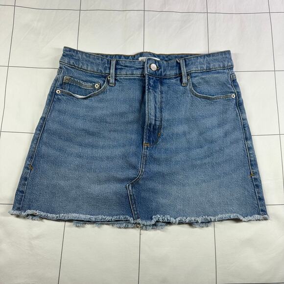 Good American Dresses & Skirts - Good American Skirt Womens 29 Blue Denim Mini Medium Wash Jean Raw Hem Casual
